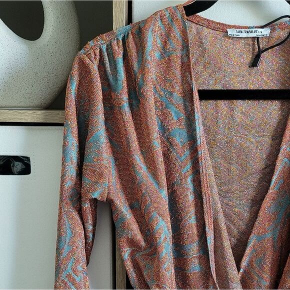 Zara Trafulac shimmer wrap top Size S - Picture 5 of 12